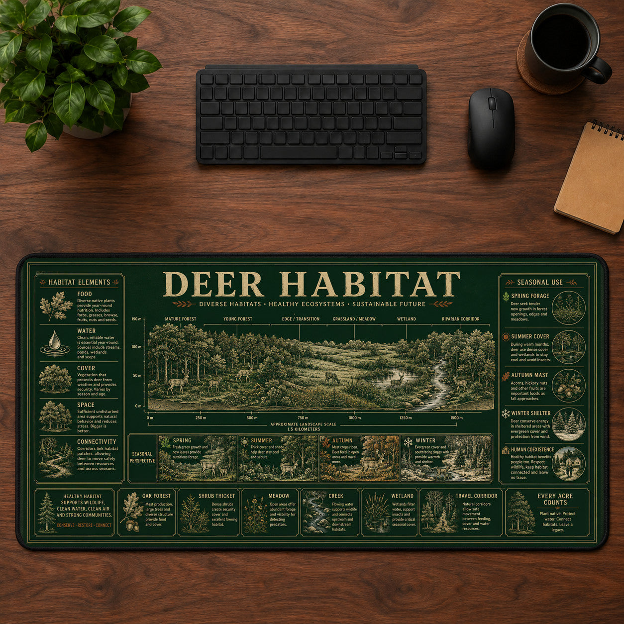 Deer Habitat Desk Mat Mouse Pad | 5To9Vibe