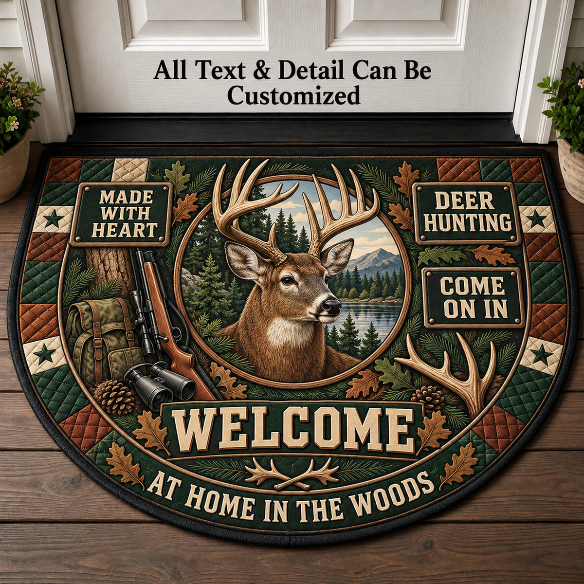 Deer Hunting Personalized Half Round Mat | 5To9Vibe