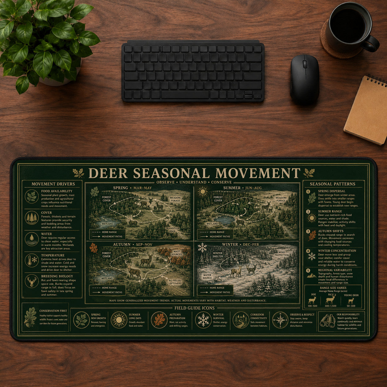 Deer Seasonal Movement Desk Mat Mouse Pad | 5To9Vibe