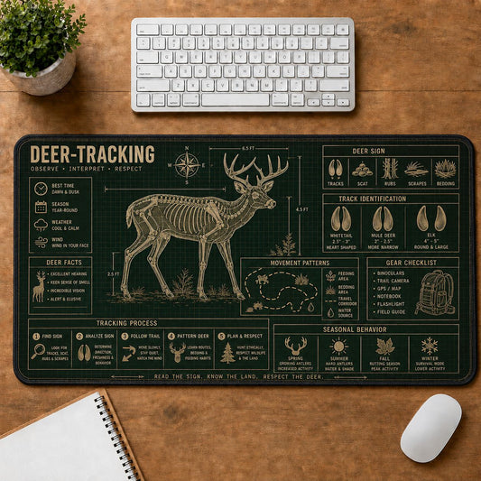 Deer Tracking Outdoor Skills Field Guide Desk Mat | 5To9Vibe