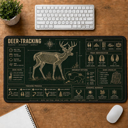Deer Tracking Outdoor Skills Field Guide Desk Mat | 5To9Vibe