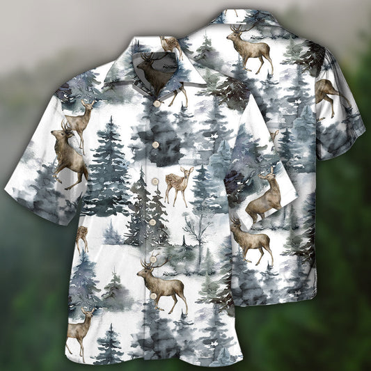 Deer Forest Blur Art - Hawaiian Shirt 