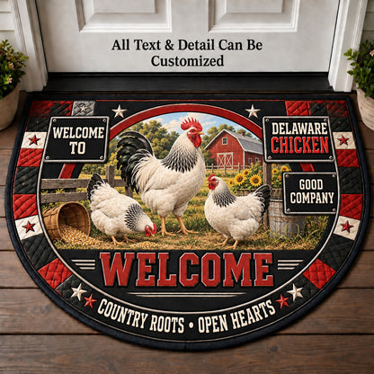 Delaware Chicken Personalized Half Round Mat | 5To9Vibe