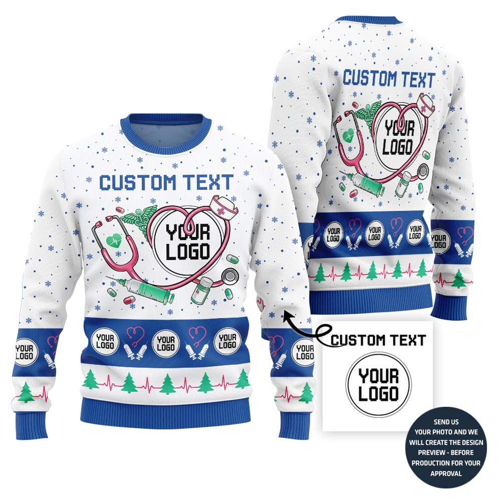 Delightful Custom Doctor Logo Ugly Christmas Sweater