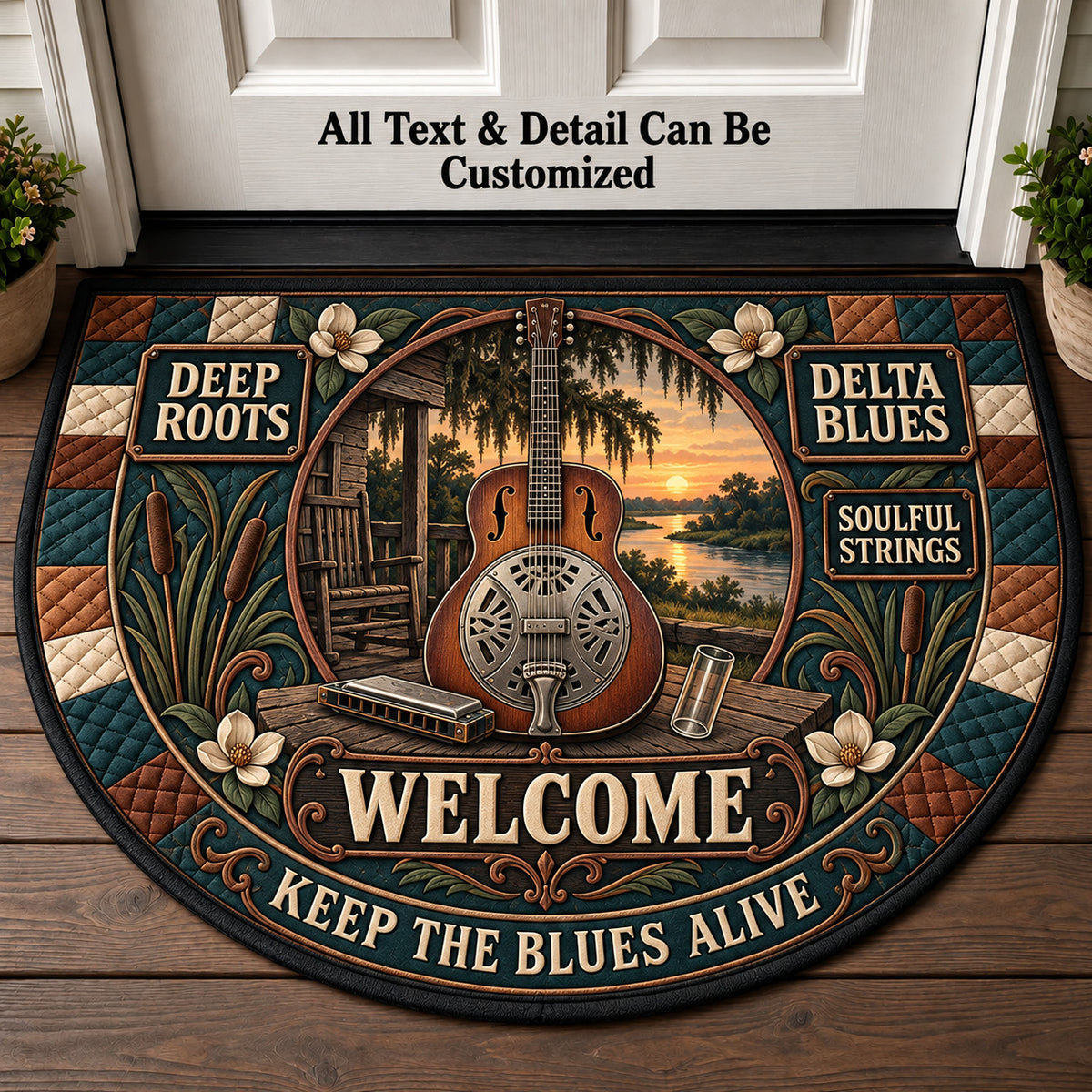 Delta Blues Personalized Half Round Mat | 5To9Vibe