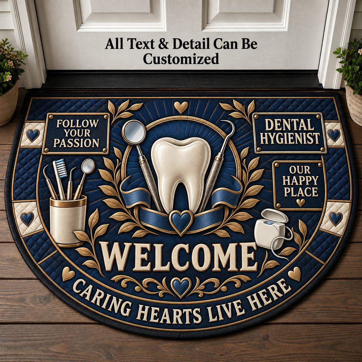 Dental Hygienist Personalized Half Round Mat | 5To9Vibe