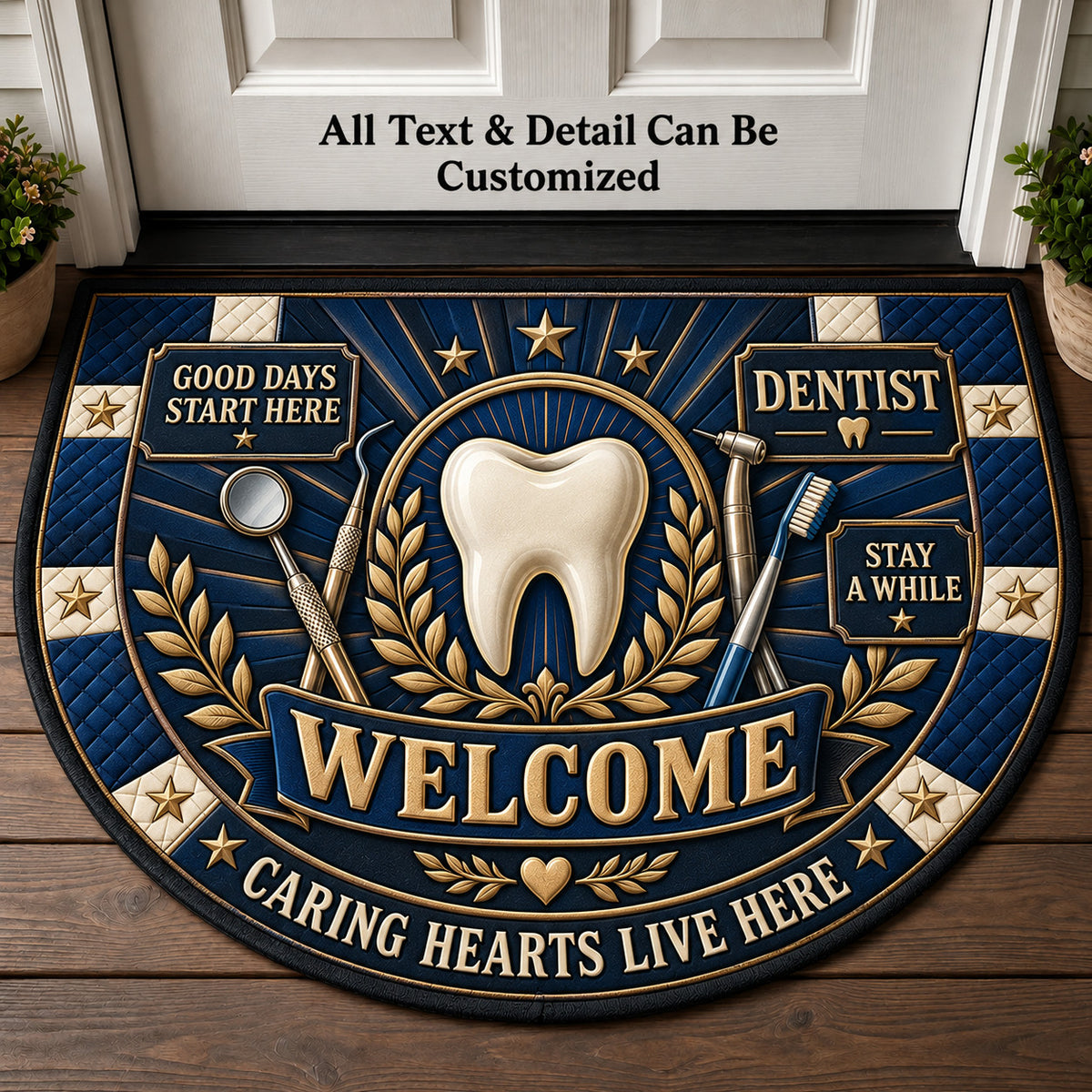 Dentist Personalized Half Round Mat | 5To9Vibe