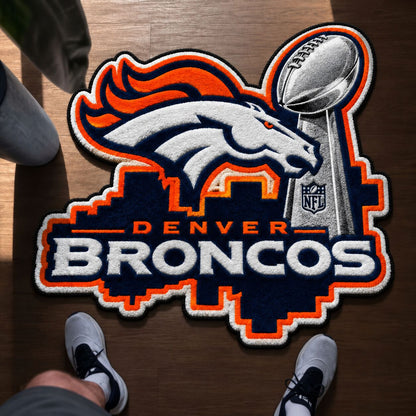 All Football Teams Logo Trophy City Map Football Fan Custom Shape Rug Print Premium Welcome Mat Washable Black Border Personalized Football Custom Shape Rug