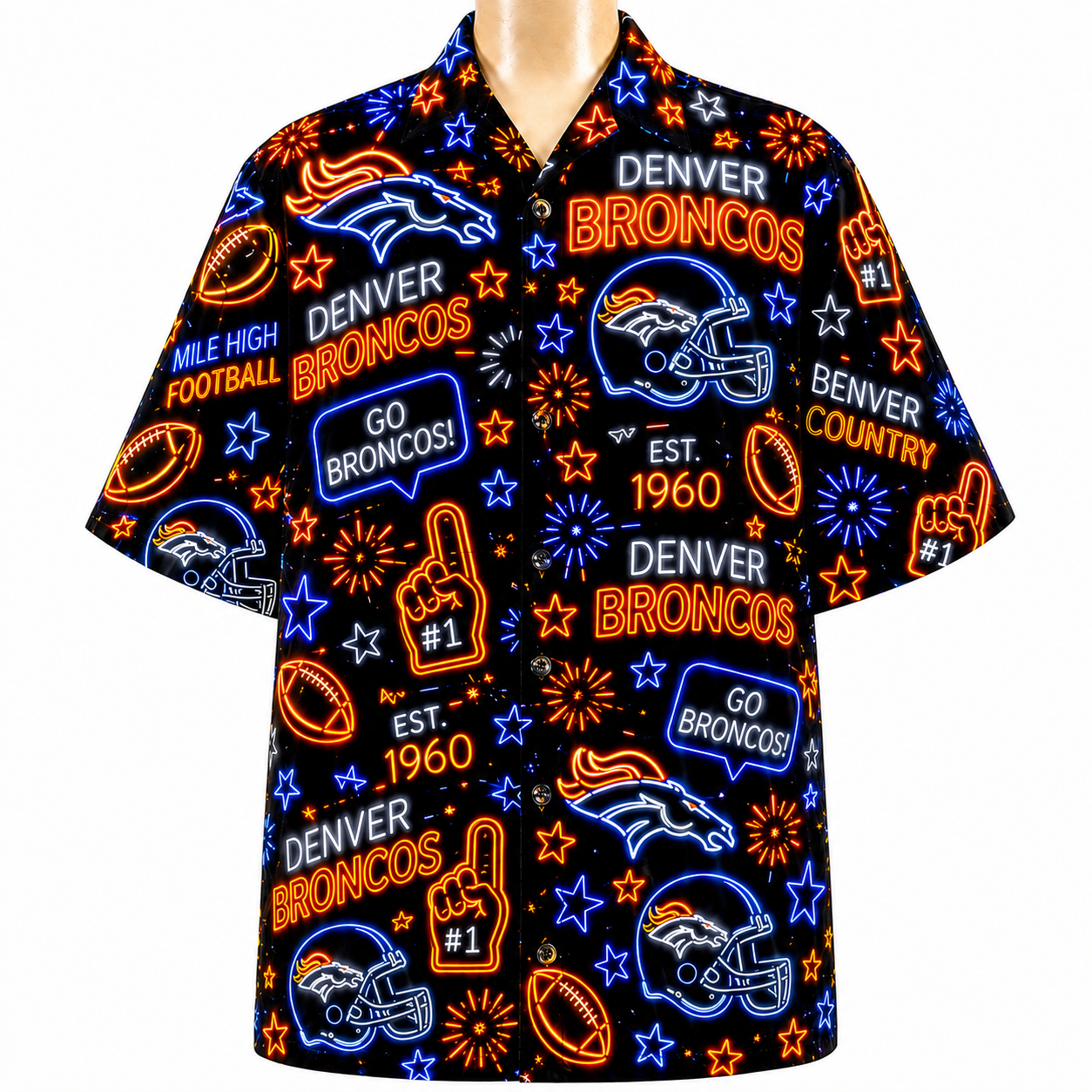 All Football Teams Neon Vibe Summer Button-Up Unisex Hawaiian Shirt For Men and Women
