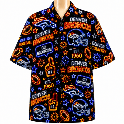 All Football Teams Neon Vibe Summer Button-Up Unisex Hawaiian Shirt For Men and Women