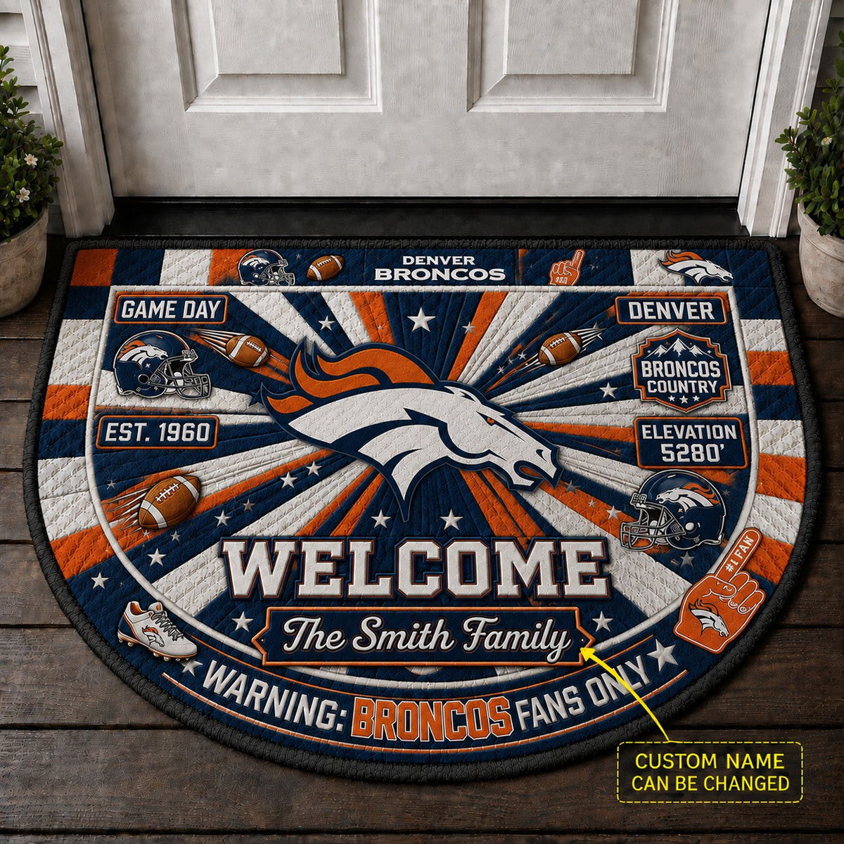 Official-Inspired Football Fan Custom Premium Welcome Mat – Personalized Doormat