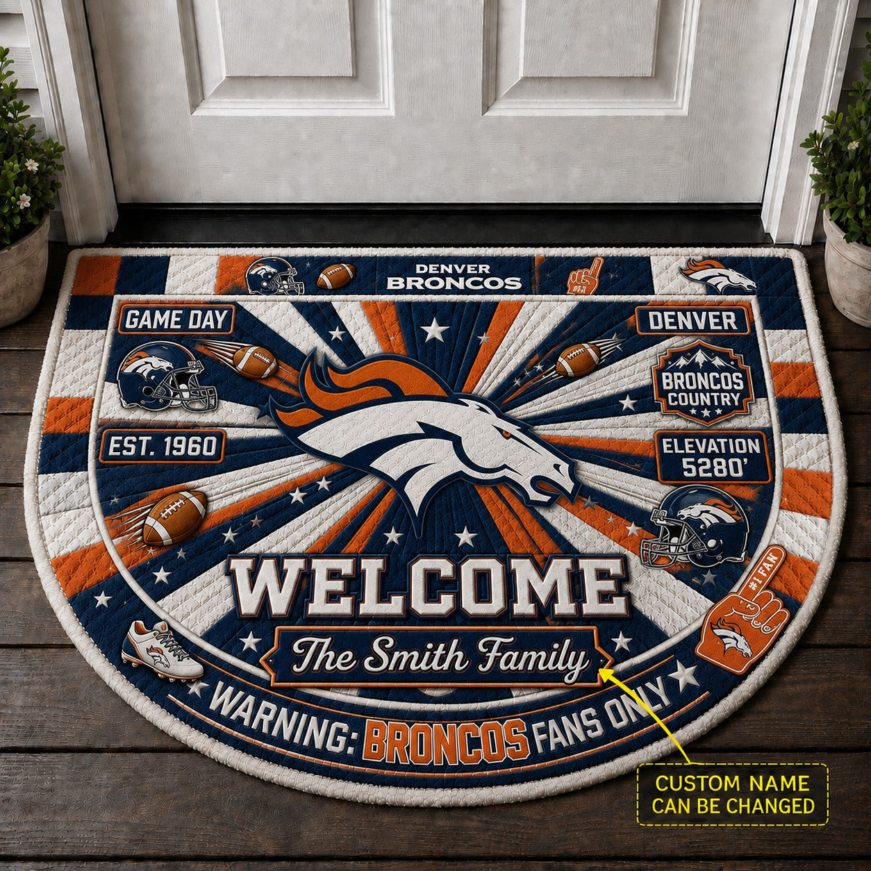 Official-Inspired Football Fan Custom Premium Welcome Mat – Personalized Doormat