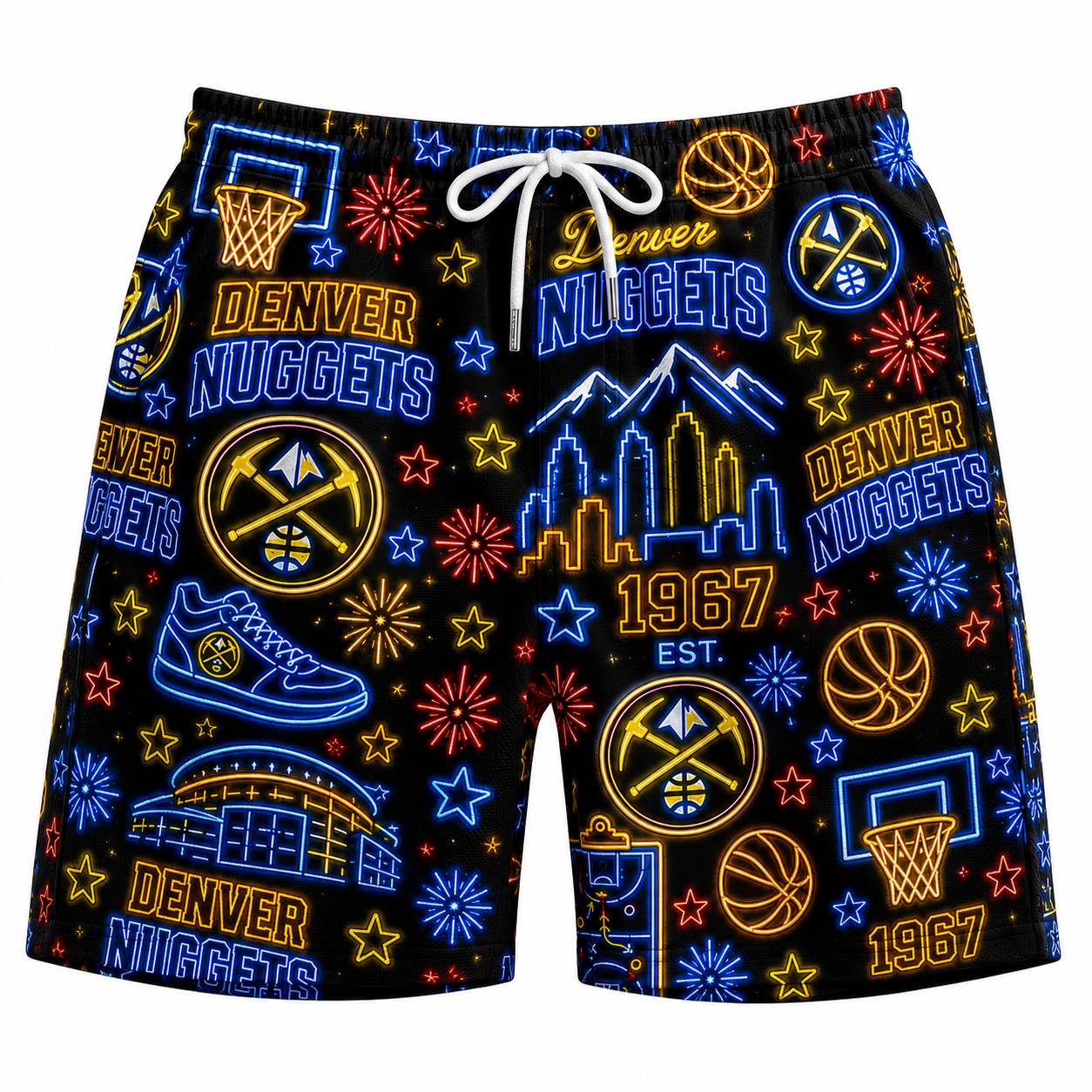 All Basketball Teams Neon Pattern Vibe Summer Party Button-Up Unisex Hawaiian Shirt For Men and Women