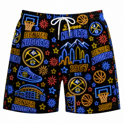 All Basketball Teams Neon Pattern Vibe Summer Party Button-Up Unisex Hawaiian Shirt For Men and Women