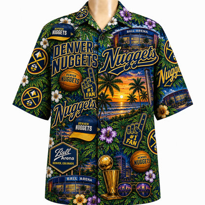 All Basketball Teams Tropical Sunset Paradise Pattern Vibe Summer Party Button-Up Unisex Hawaiian Shirt For Men and Women