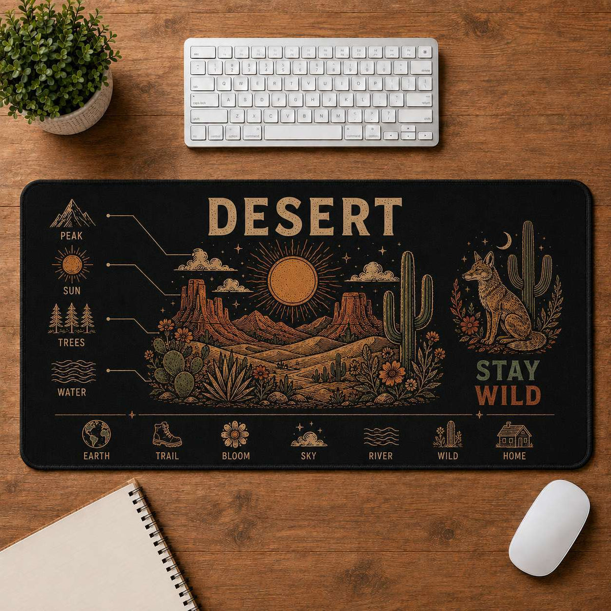 Beach Hippie Desk Mat Mouse Pad | 5To9Vibe - Desert style