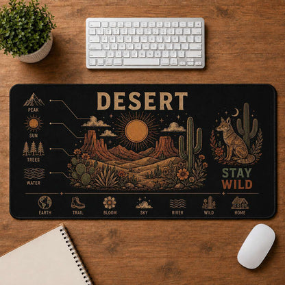 Mountain & Sun Hippie Desk Mat Mouse Pad | 5To9Vibe - Desert style