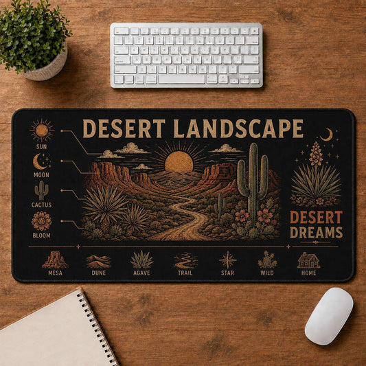 Desert Landscape Hippie Desk Mat Mouse Pad | 5To9Vibe - Desert Landscape style