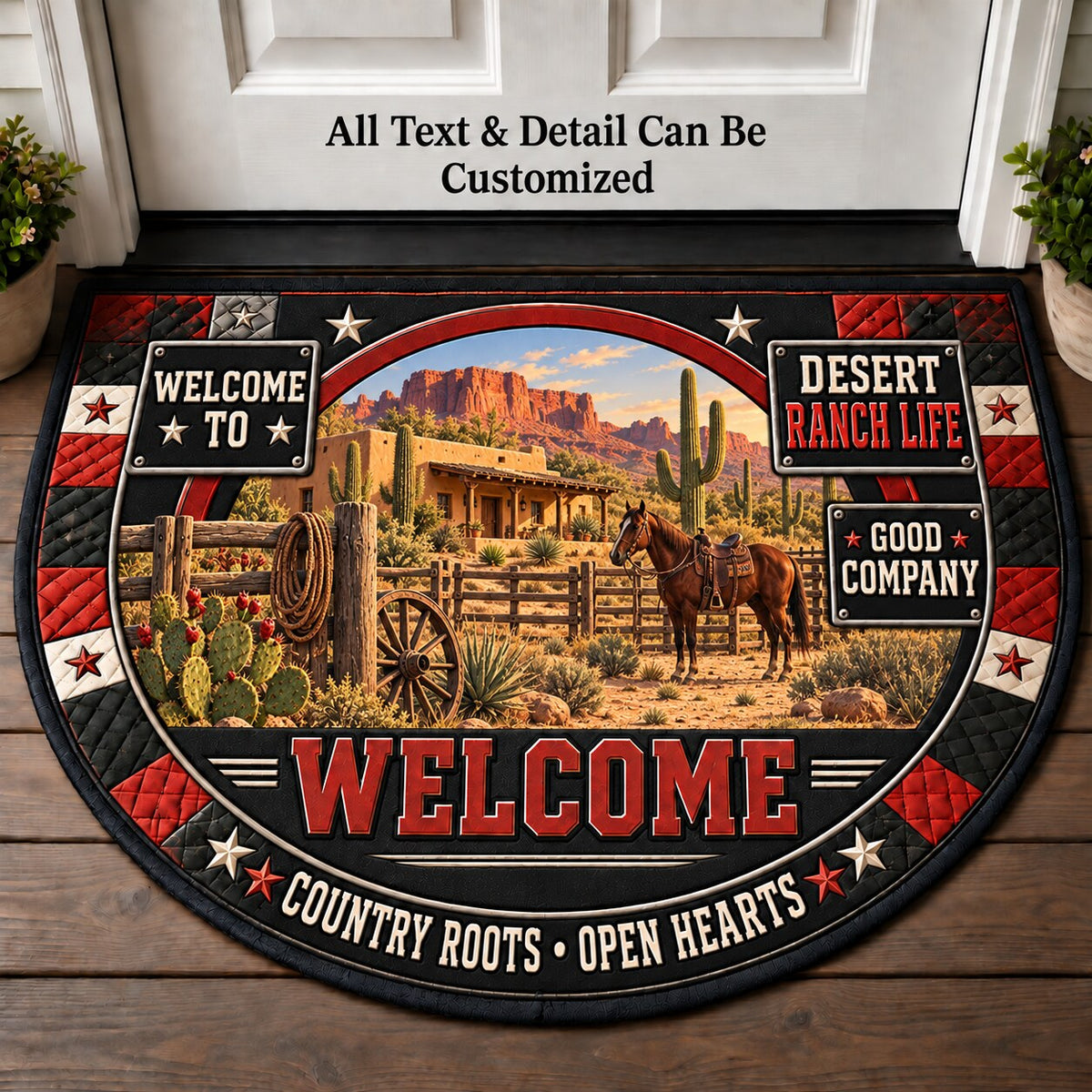 Desert Ranch Life Personalized Half Round Mat | 5To9Vibe