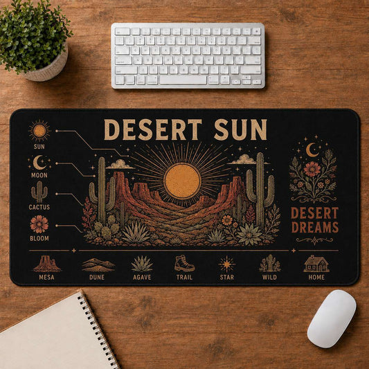 Desert Sun Hippie Desk Mat Mouse Pad | 5To9Vibe - Desert Sun style