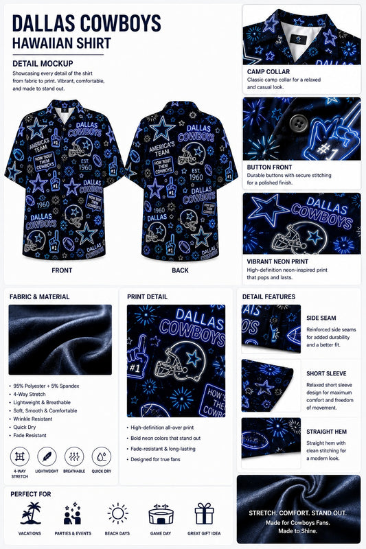 All Football Teams Neon Vibe Summer Button-Up Unisex Hawaiian Shirt For Men and Women