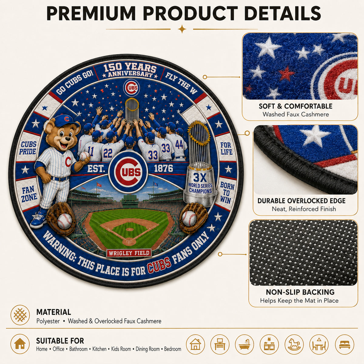 Alfombra personalizada de bienvenida premium de equipo de la MLB – Felpudo de béisbol personalizado