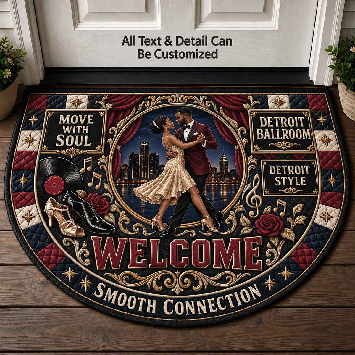 Detroit Ballroom Personalized Half Round Mat | 5To9Vibe