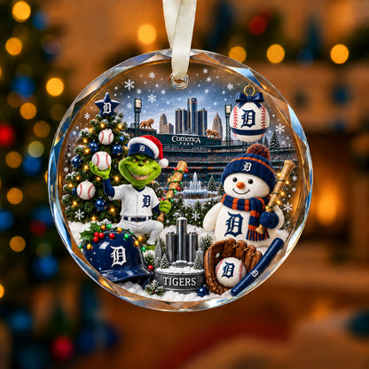 Adorno de vidrio de béisbol, 3 unidades con caja de regalo, equipo de béisbol de Navidad - Adorno de vidrio