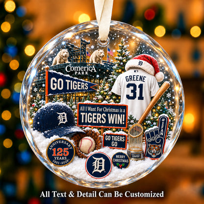 Detroit Tigers Jersey Snow Globe Glass Ornament