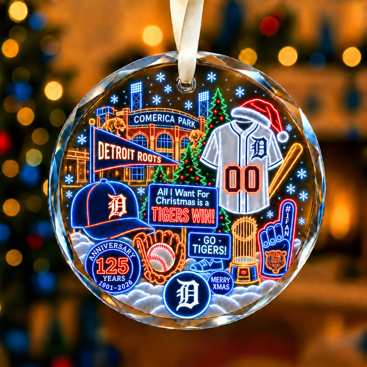 Adorno de vidrio de béisbol, 3 unidades con caja de regalo, equipo de béisbol de Navidad - Adorno de vidrio