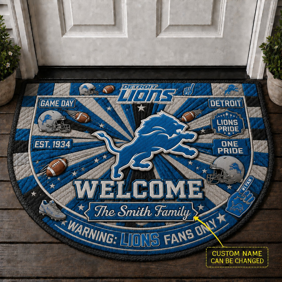 Official-Inspired Football Fan Custom Premium Welcome Mat – Personalized Doormat