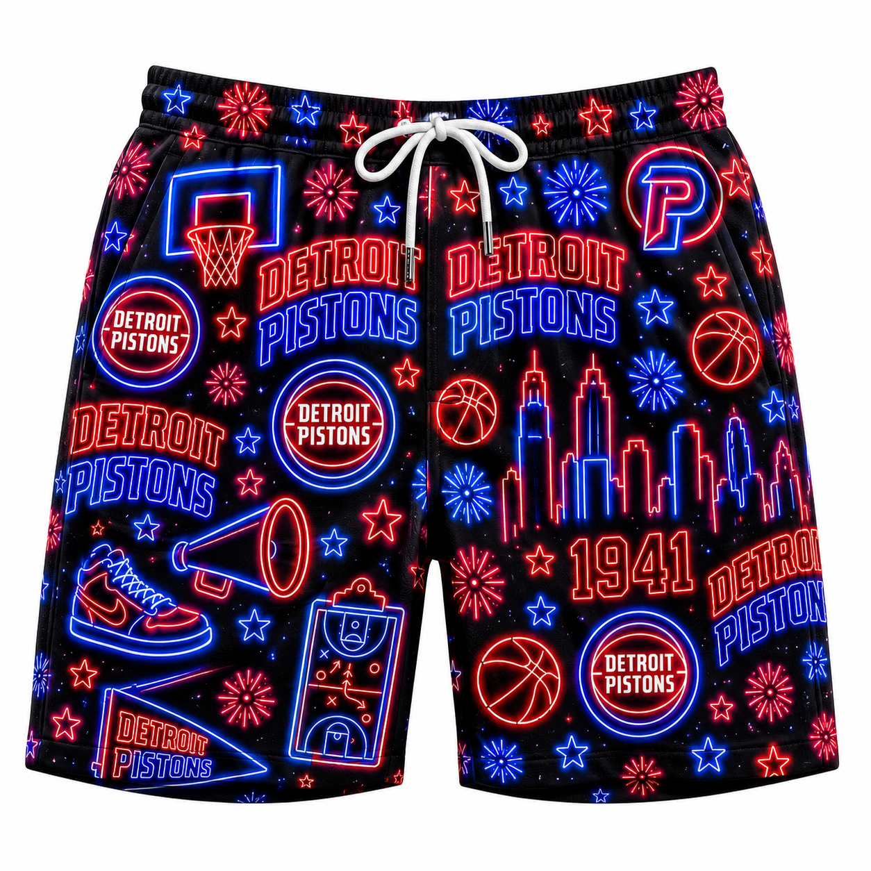 All Basketball Teams Neon Pattern Vibe Summer Party Button-Up Unisex Hawaiian Shirt For Men and Women