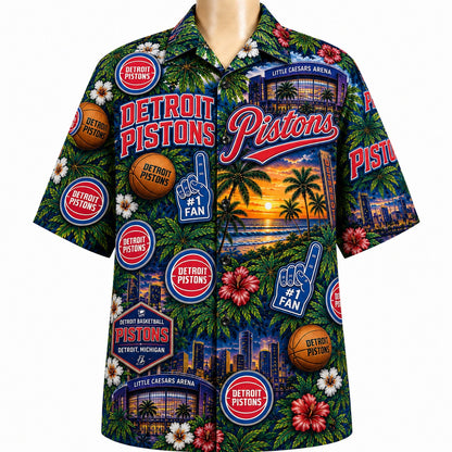 All Basketball Teams Tropical Sunset Paradise Pattern Vibe Summer Party Button-Up Unisex Hawaiian Shirt For Men and Women