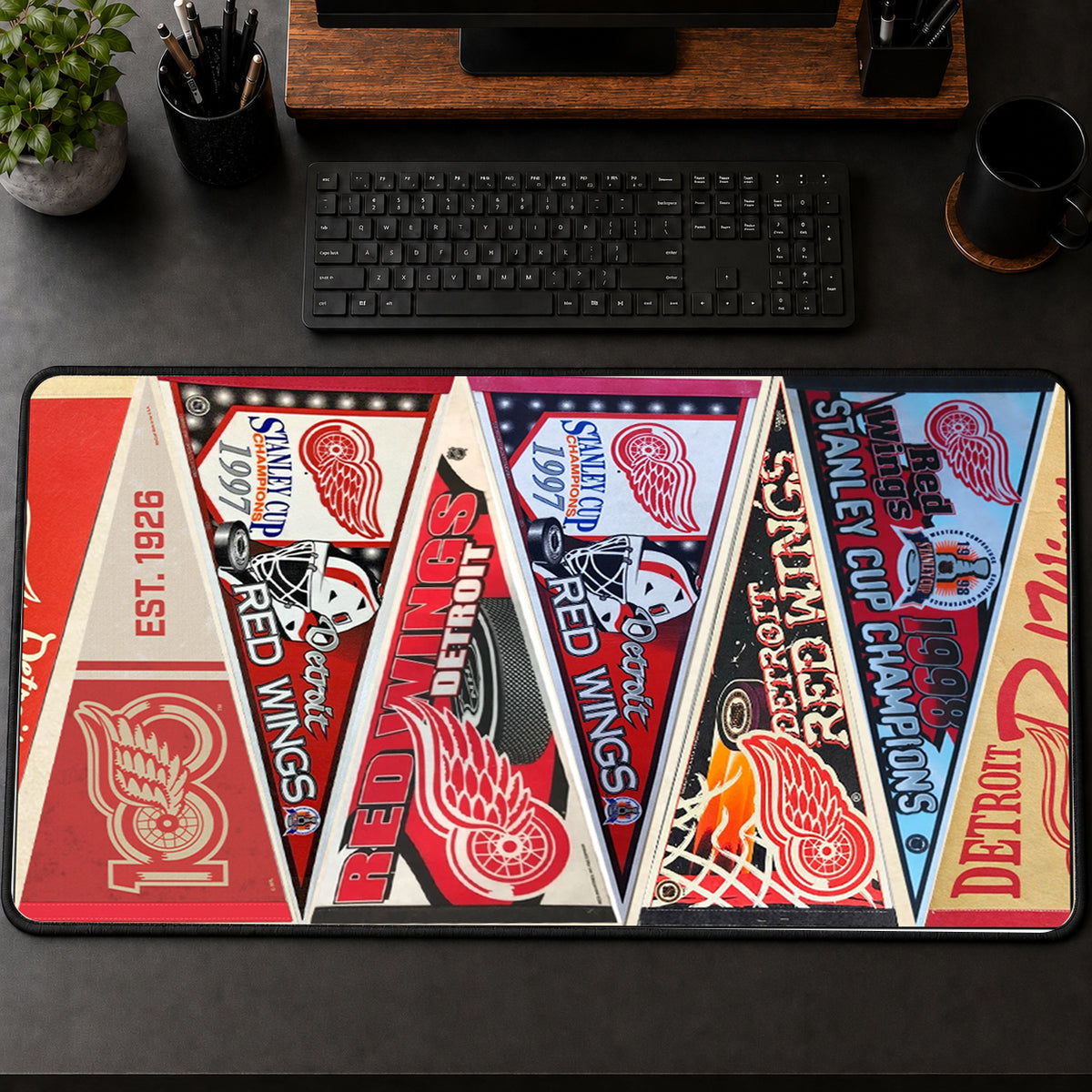 All Hockey Teams Vintage Pennant Anniversary For Fans Desk Mat Mouse Pad Trending - 5to9vibe