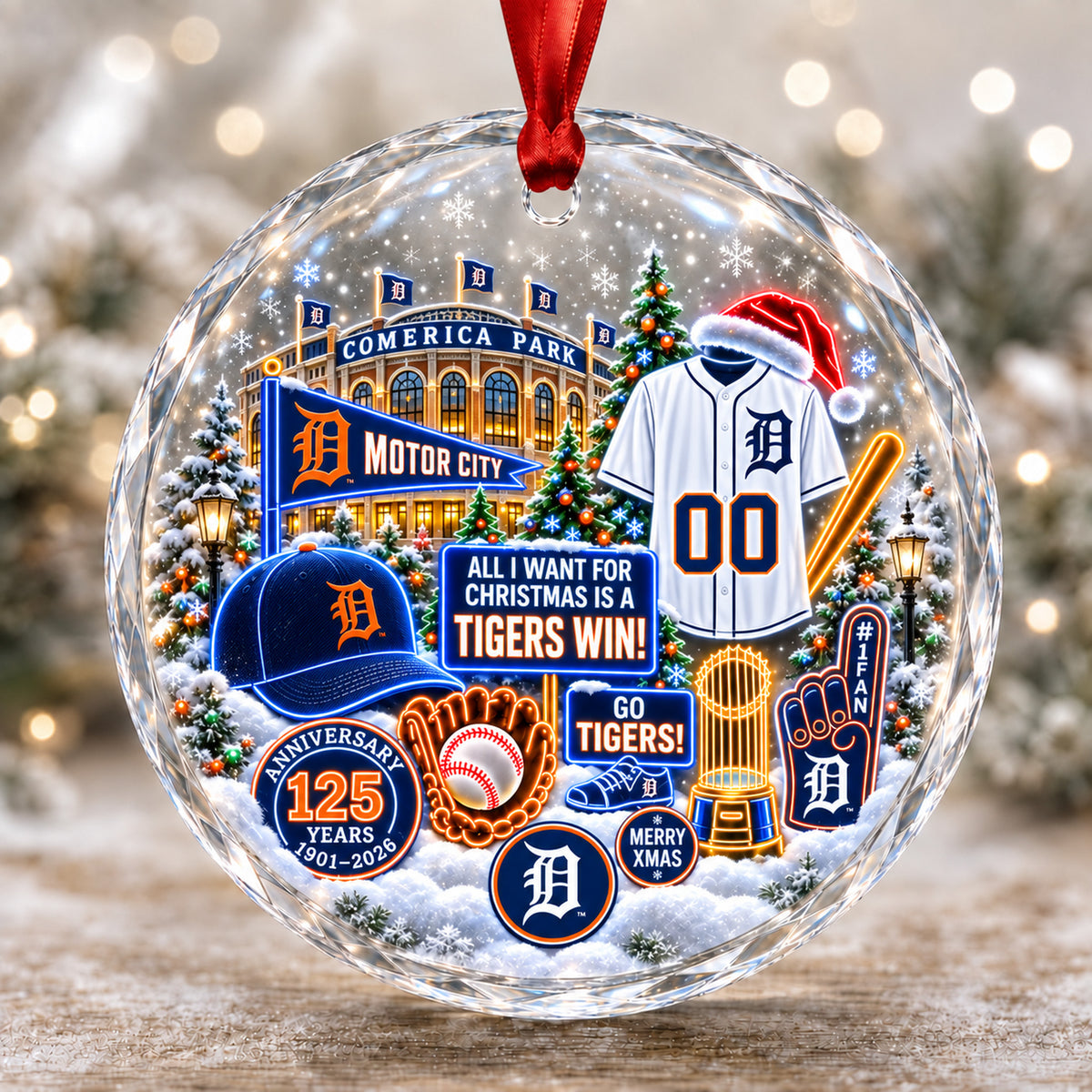 Adorno de vidrio de béisbol, 3 unidades con caja de regalo, equipo de béisbol de Navidad - Adorno de vidrio