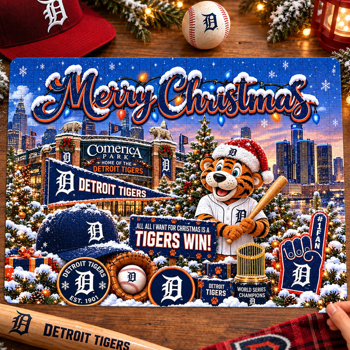 All Baseball Teams Baseball Stadium Personalized  Christmas Jigsaw Puzzle – Choose Your Team, 500 Pieces