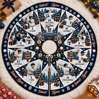 All Baseball Teams Vintage Players & Stadium Holiday Quilt Christmas Skirt Tree for Baseball Fans - 5To9Vibe
