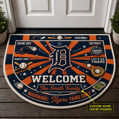 Official-Inspired Baseball Fan Custom Quilted Print Premium Welcome Mat Washable Black Border – Personalized Baseball Doormat