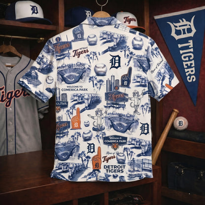 Camisa hawaiana unisex de botones con eslogan Legacy Edition Vintage del estadio de béisbol DT
