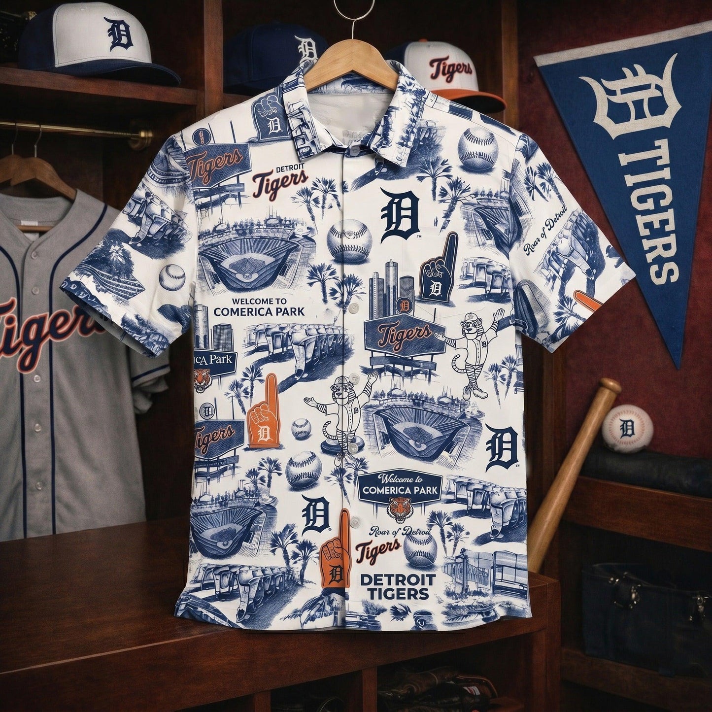 Camisa hawaiana unisex de botones con eslogan Legacy Edition Vintage del estadio de béisbol DT
