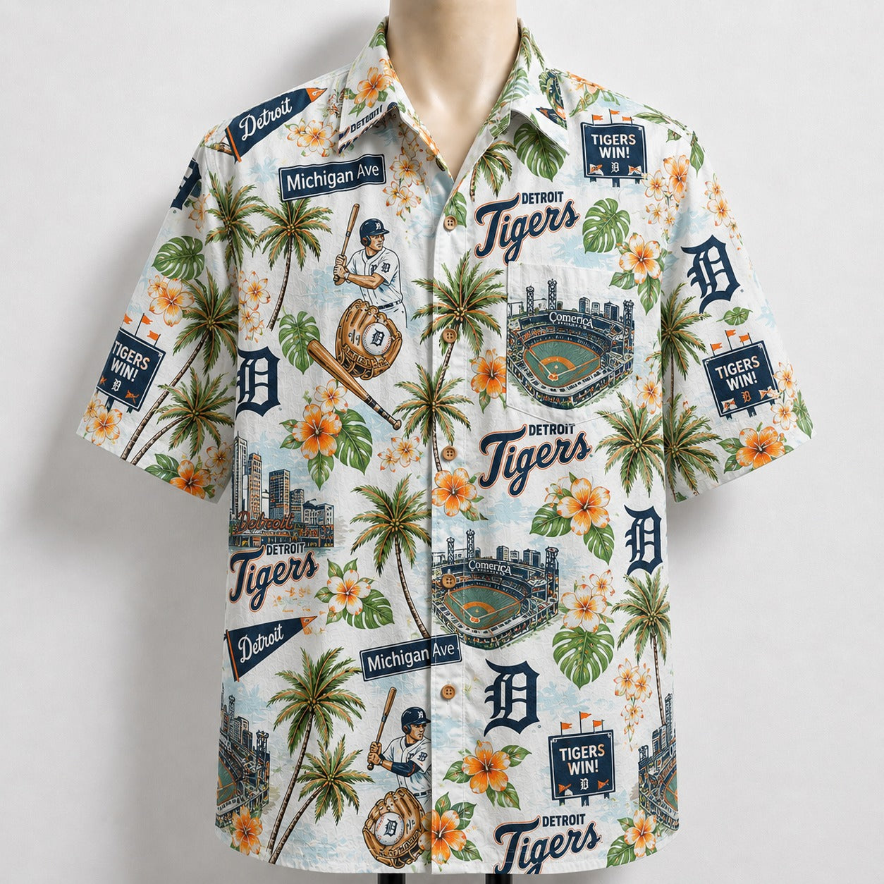 CC Baseball Teams Scenic Pattern Button-Up Unisex Hawaiian Shirt For Men and Women