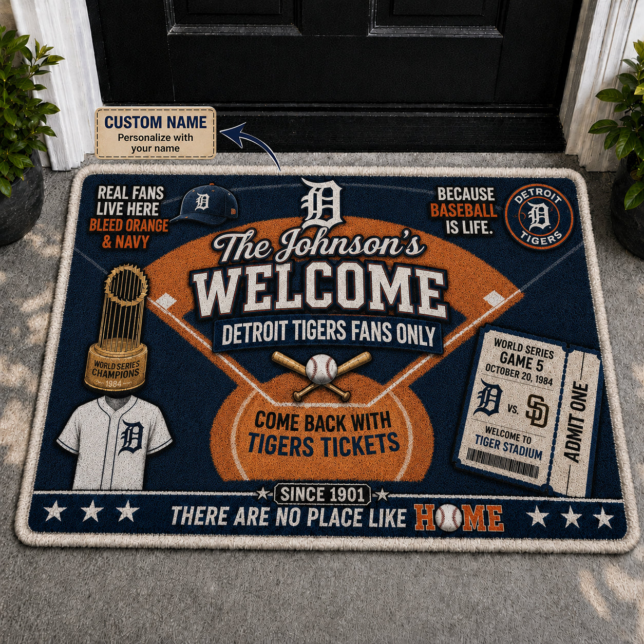 Alfombra personalizada de bienvenida premium de equipo de la MLB – Felpudo de béisbol personalizado