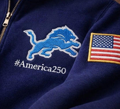 Football Logo America 250 Anniversary Embroidered Logo Premium Quarter Zip Sweatshirt, Inspired Quarter Zip Sweater