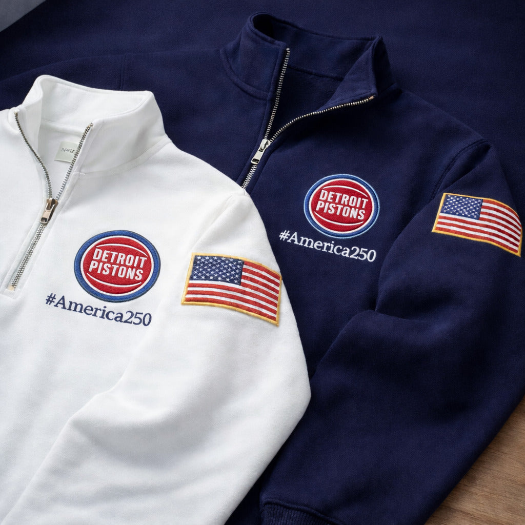 Football Logo America 250 Anniversary Embroidered Logo Premium Quarter Zip Sweatshirt, Inspired Quarter Zip Sweater