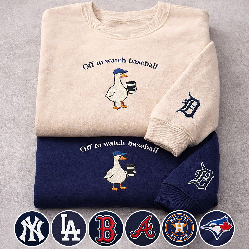 Off to watch Baseball Embroidered Logo Premium Quarter Zip Sweatshirt, Unisex Football Sweatshirt