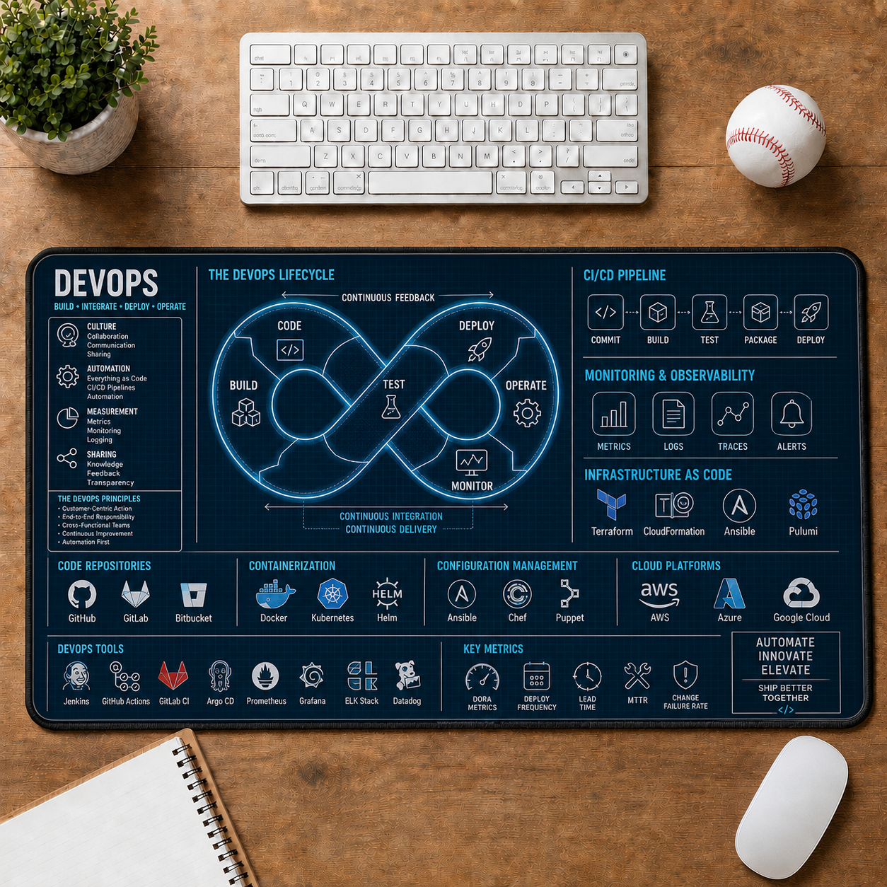 AI Engineer Blueprint Large Desk Mat - Neural Network & Machine Learning Plus Size Mouse Pad - 5to9vibe