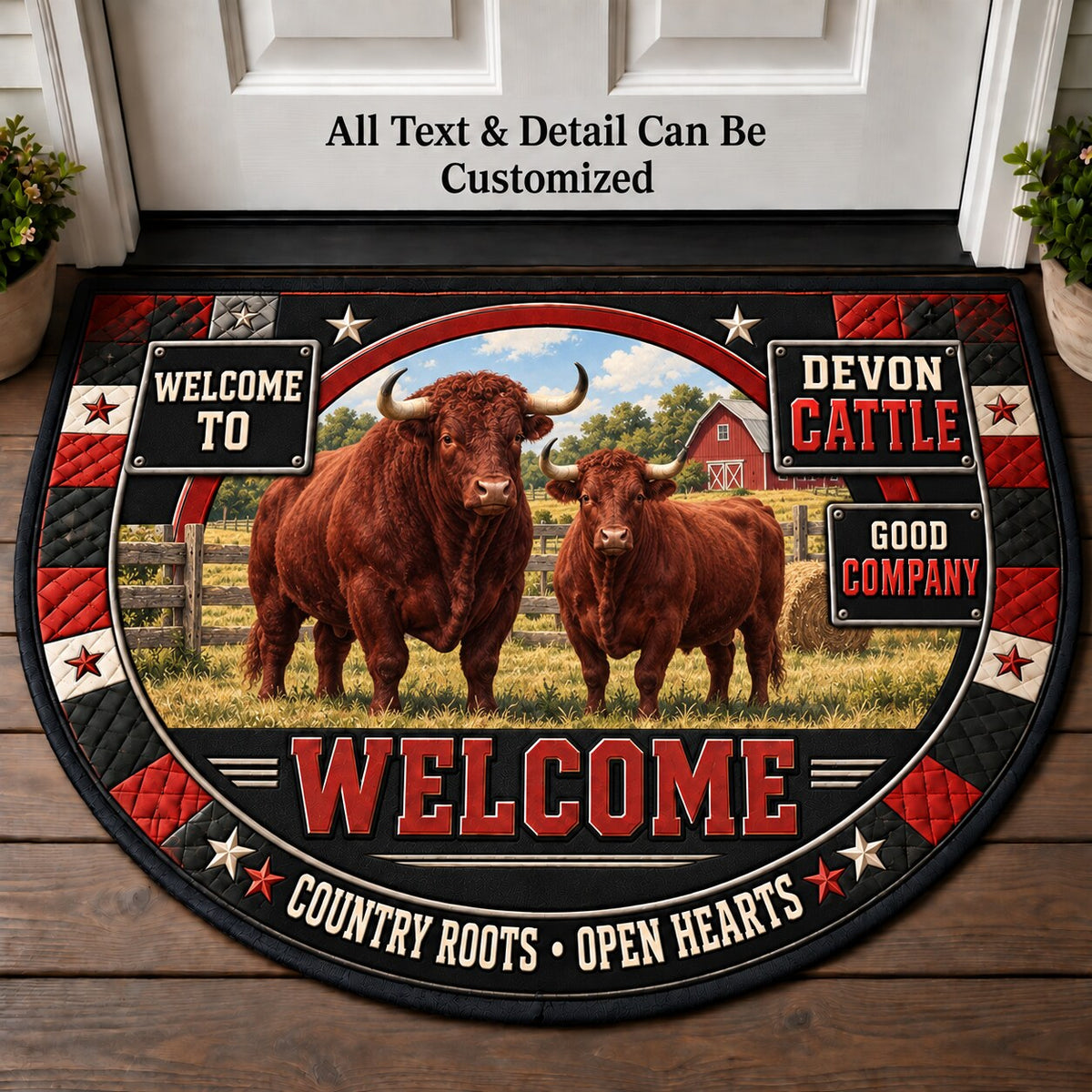 Devon Cattle Personalized Half Round Mat | 5To9Vibe