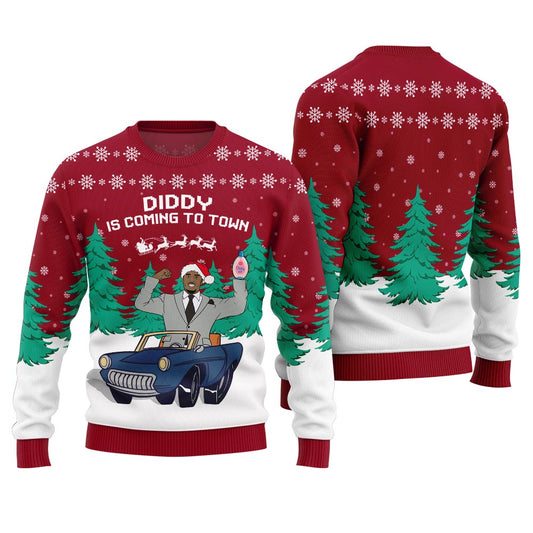 Diddy Is Coming To Town Funny Christmas Sweater For Women