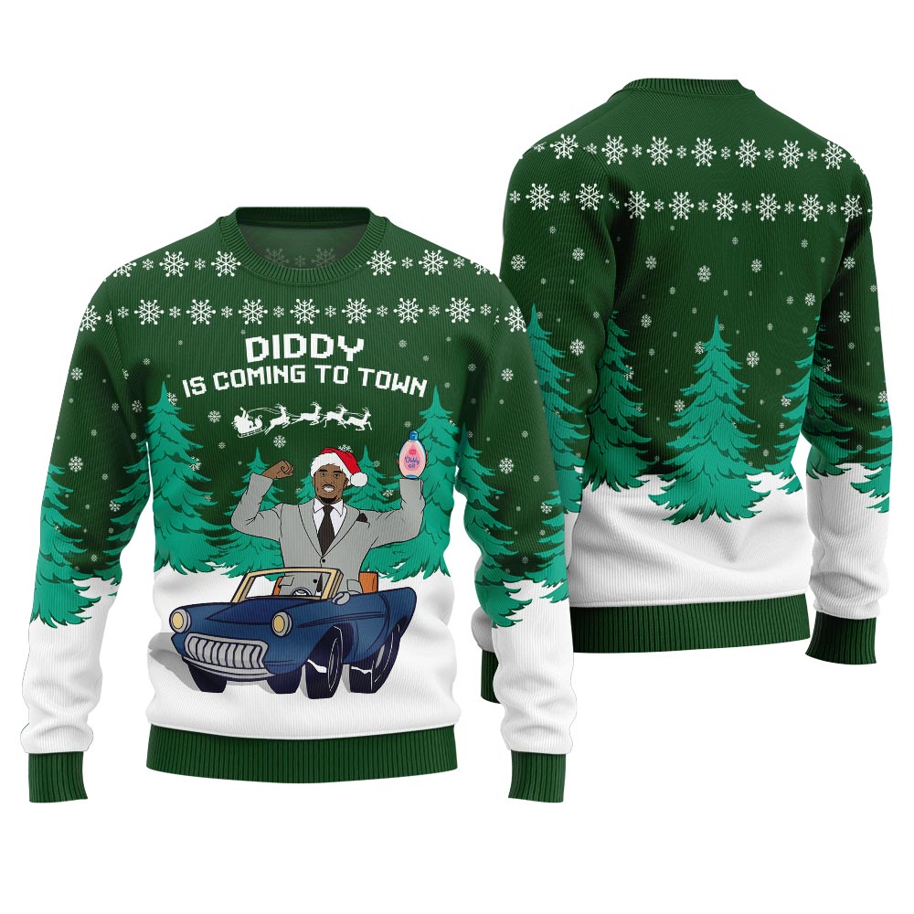 Diddy Is Coming To Town Funny Christmas Sweater For Women