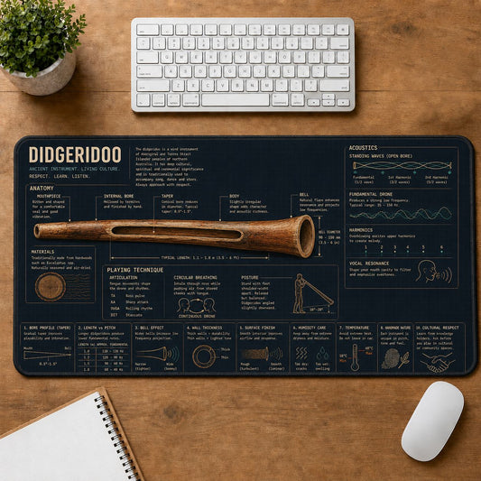 Didgeridoo Musical Instrument Blueprint Guide Desk Mat | 5To9Vibe
